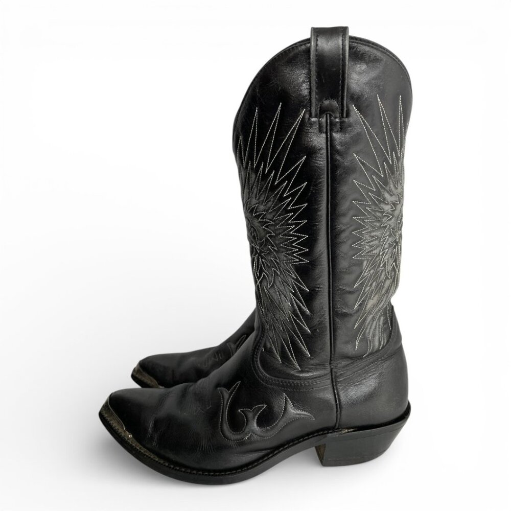 Canada West Black Buffalo Leather Western Cowboy Boots Indian Chief Men's 9.5 EE - Picture 11 of 16